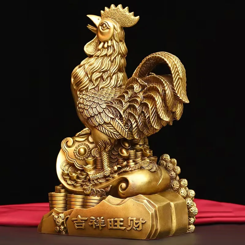 

Brass Rooster Ornament Copper Rooster Golden Rooster Large Rooster Zodiac Rooster Ingot Rooster Home Living Room Craft Desktop D