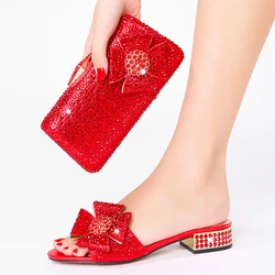 Luxury Diamond Evening purse Wedding Party Rhinestone Clutch Women's flat shoes with dinner bag set