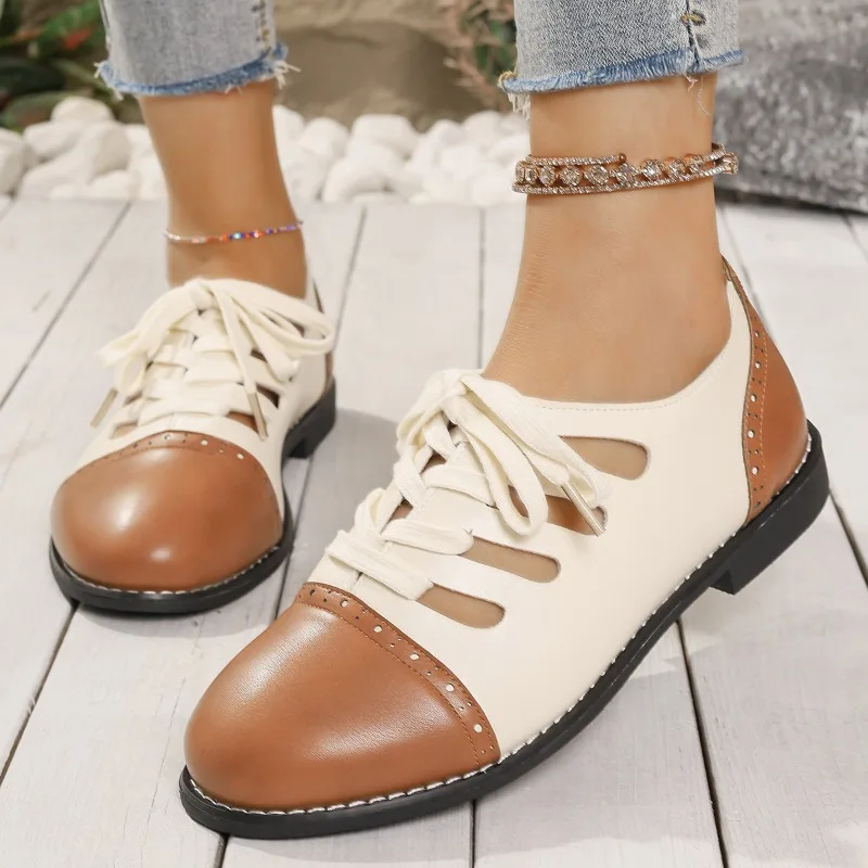Flats Women Casual Loafers Shoes Designer Dress Fashion Walking Shoes New 2024 Autumn Lace Up Sport Shoes Femme Trend Zapatos