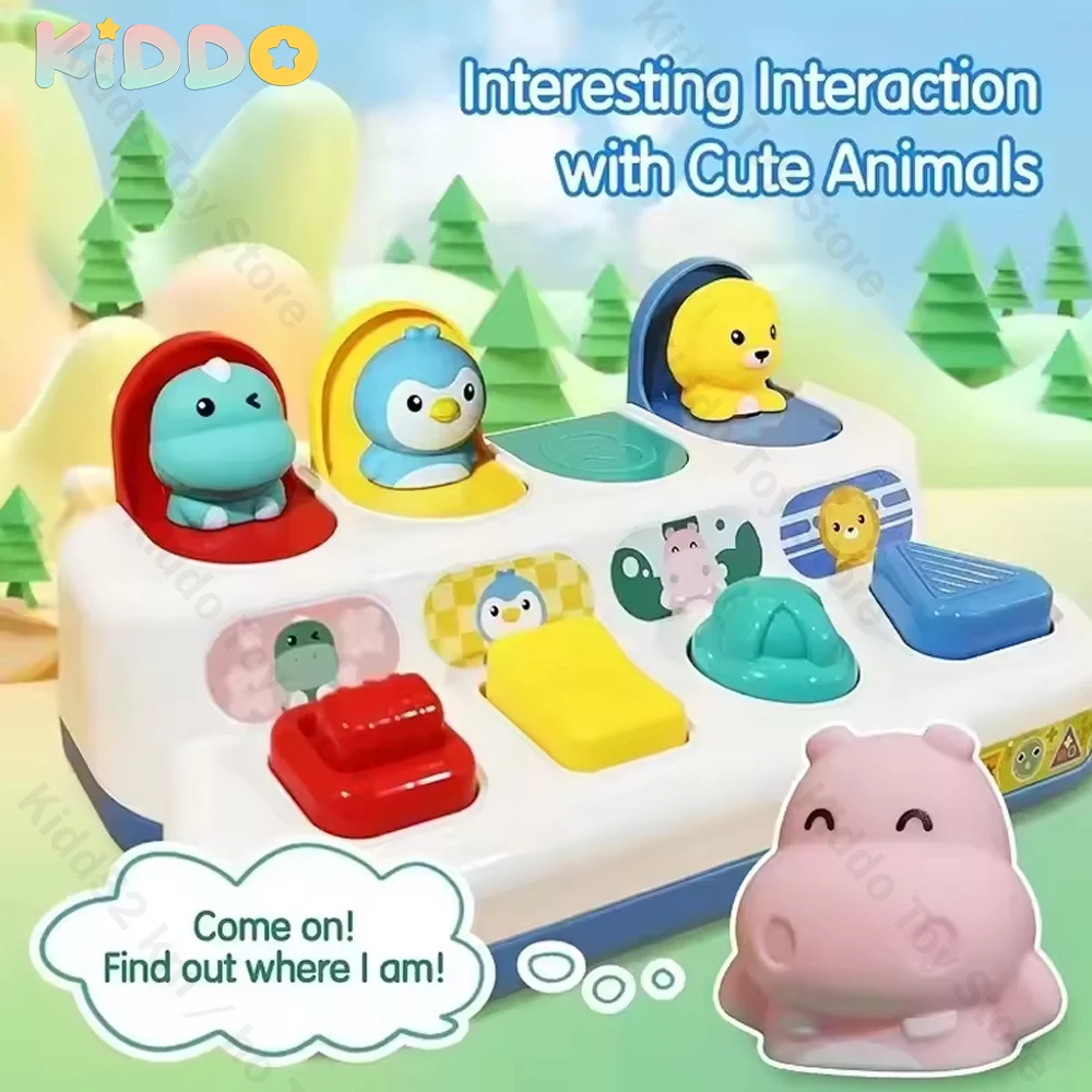 Interactive Pop Up Animals Toy Switch Box Finger Exercise Button Box Treasure Surprise Box Baby Early Education Montessori Toys