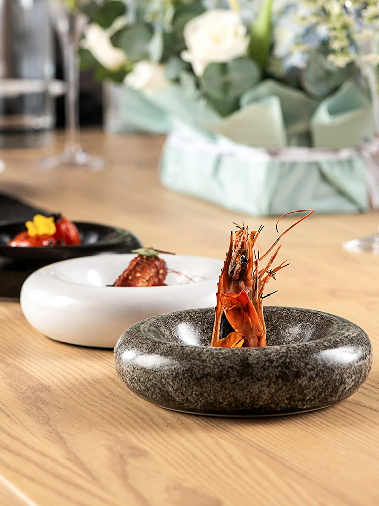 8 Inch Ceramic Dinner Plate Thickened Round Fruit Dessert Salad Dish High-end Kitchen Western Pasta Plate Kitchen Cooking Tools