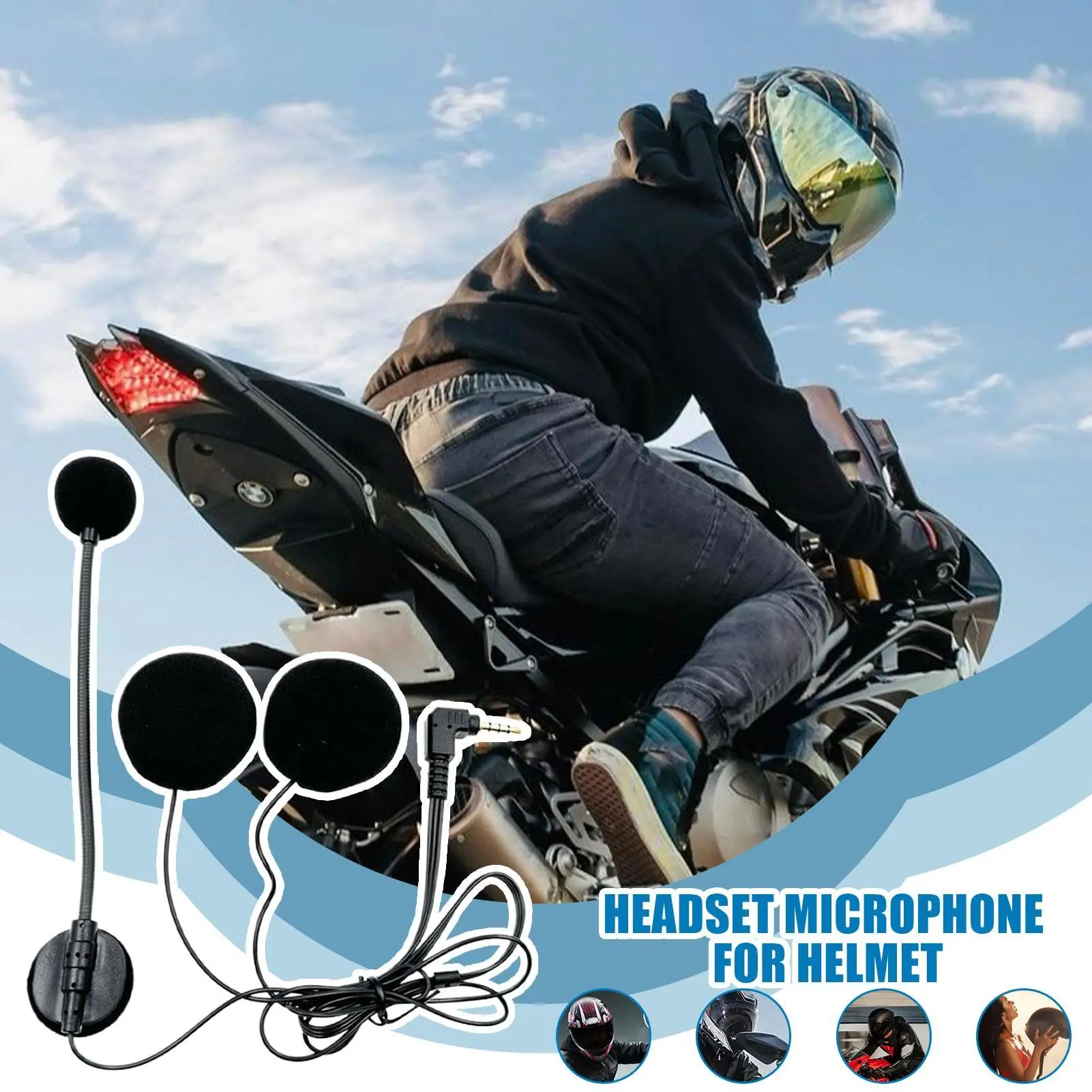 

Motorcycle Helmet Headset Waterproof Moto Bluetooths Helmet Headset High Definition Audio Earbuds Set for Riding Racing