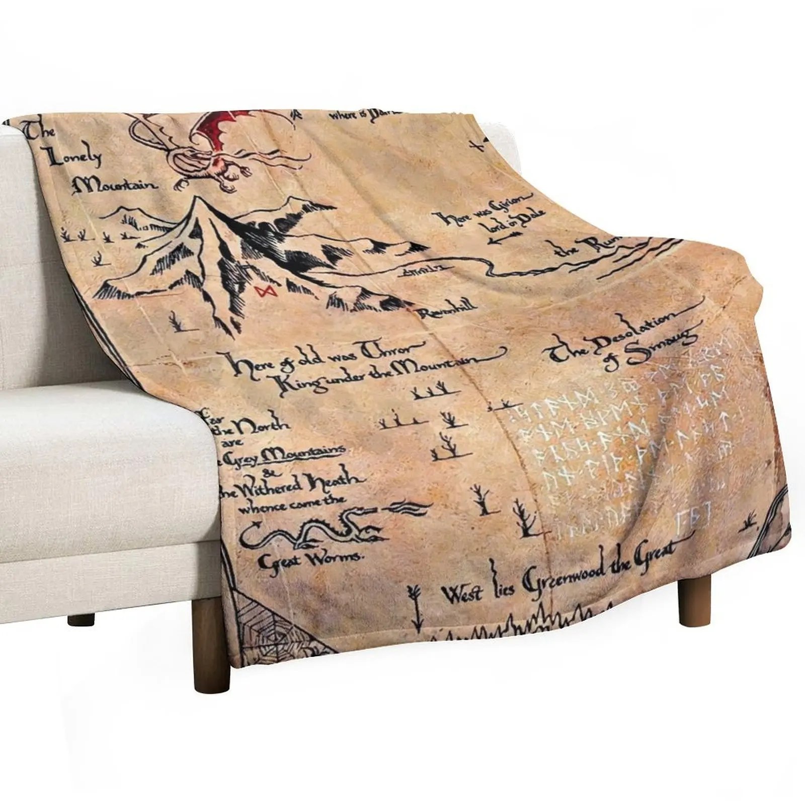 map of the lonely mountain, Erebor Throw Blanket Nap warm winter Flannels Luxury Brand Blankets