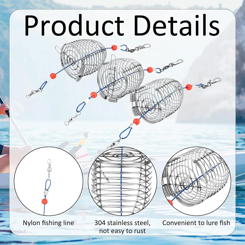 Carp Fishing Bait Trap Cage Bulk Stainless Steel Feeder Basket Holder Coarse Lure Trap Catfish Carp Fishing Accessories 3-12pcs view 2