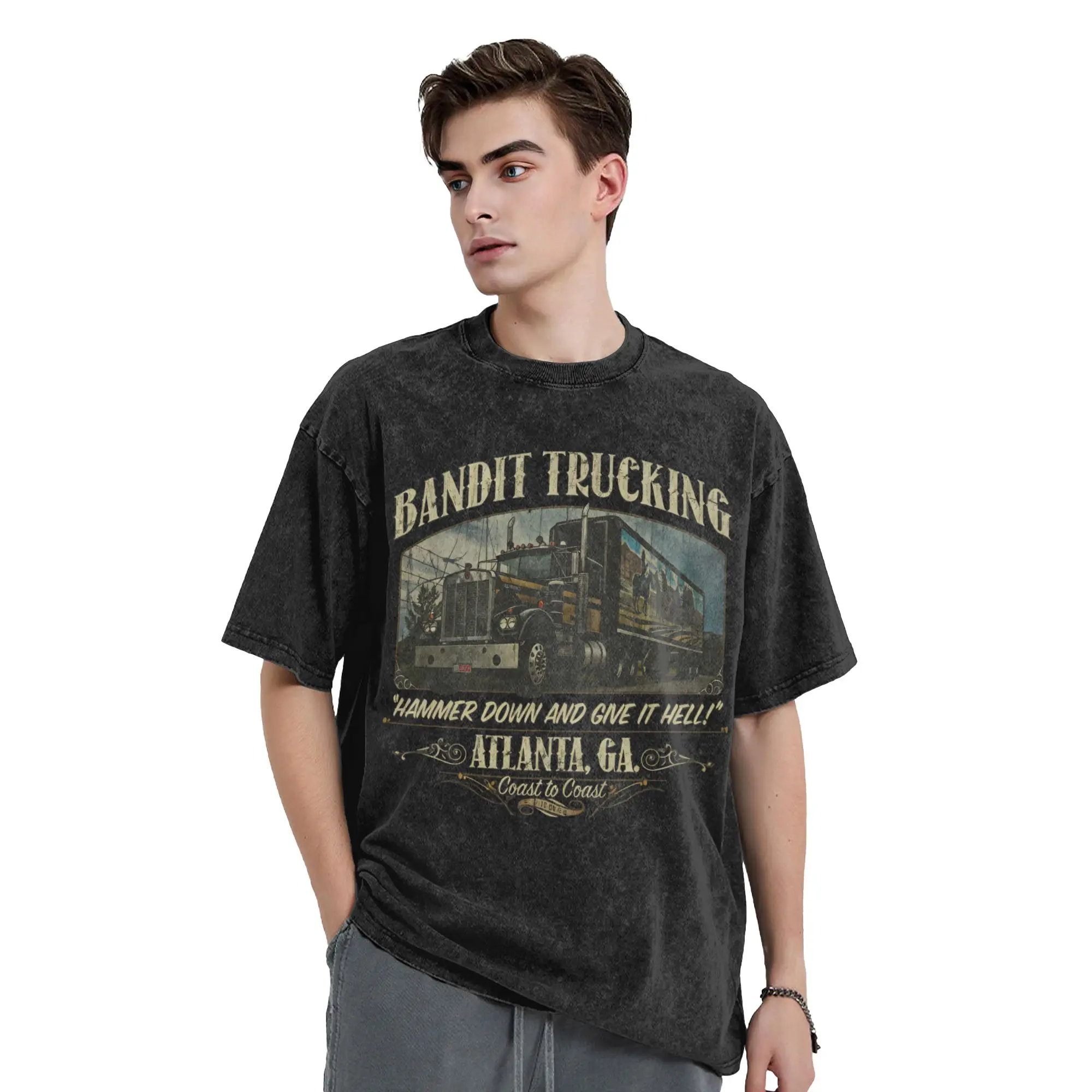 Man T-Shirt Smokey and The Bandit  Washed T-Shirts Trending  Summer Tees Vintage Simple Cotton Tops Gift