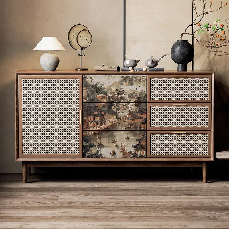 CX solid wood storage, new Chinese display cabinet integrated, household living room locker