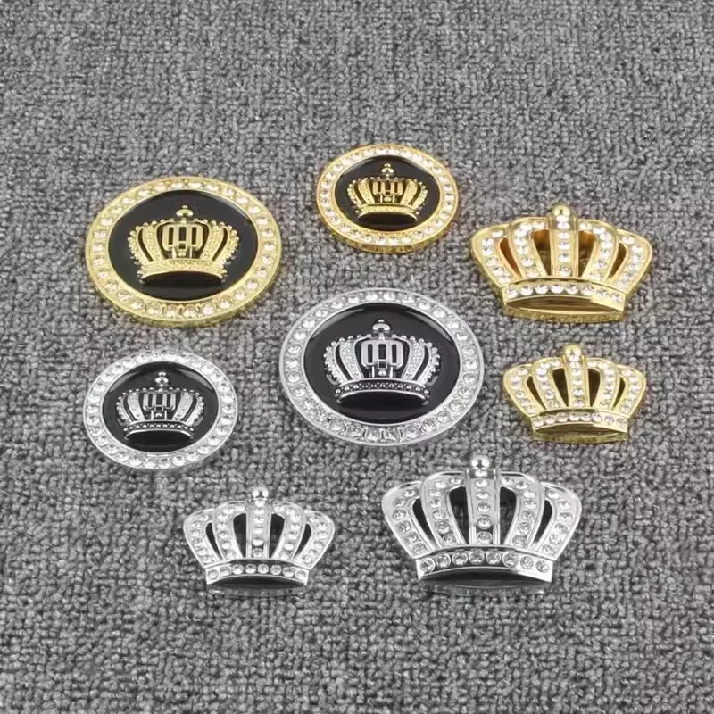 1 Pcs Golden Silver Fashion 3D Diamond Crystal Crown Car Sticker Metal Side Emblem Badge Car Body Decoration Styling Accessories