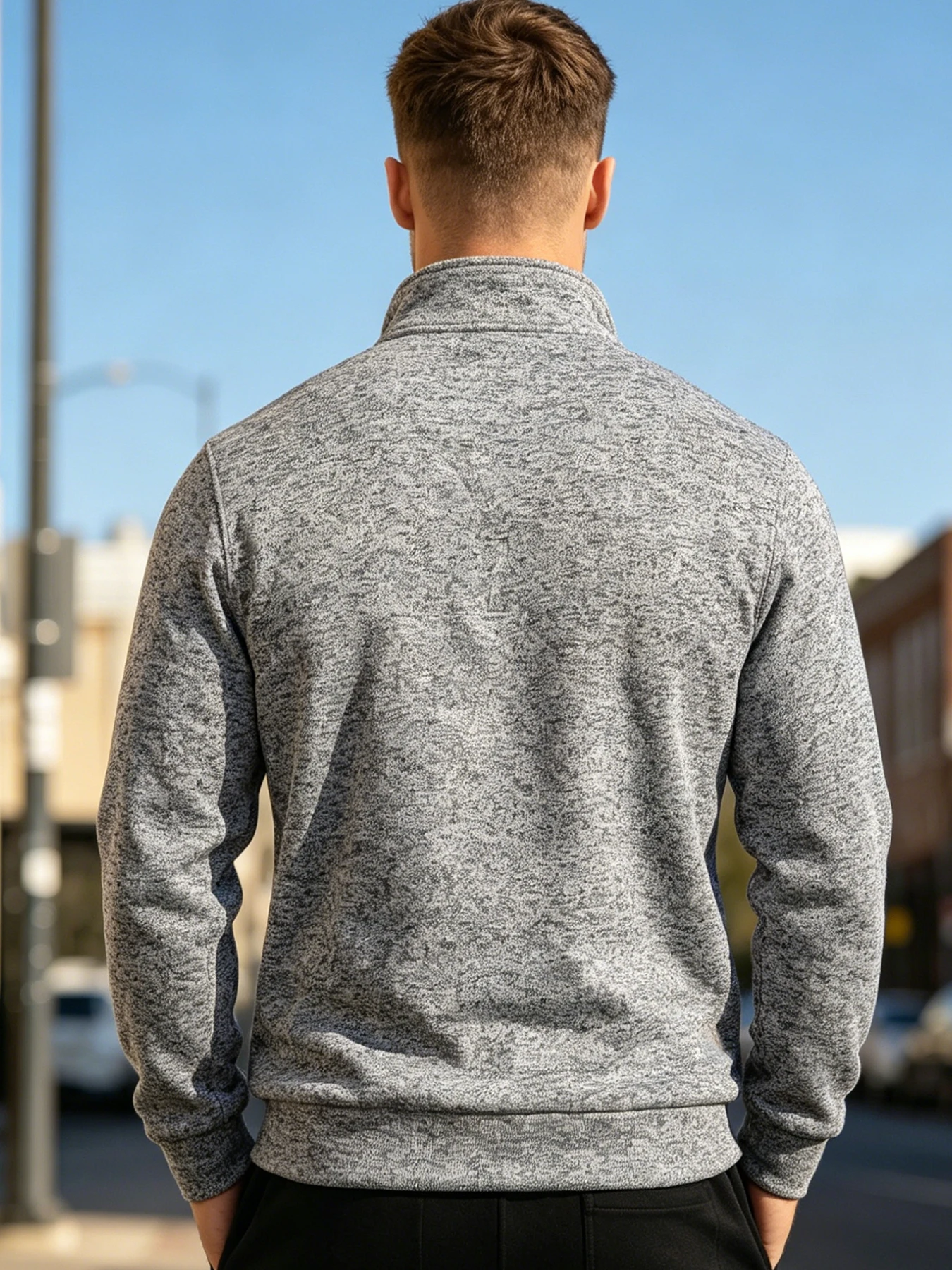Men Quarter Zip Fleece Pullover Knit Warm Sweatshirt Autumn Winter Outdoor Casual Jumper Stand Collar Fleece Inner Iop