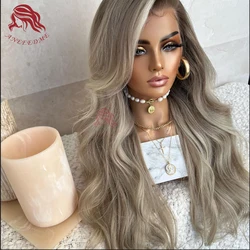 Balayage jesionowy blond peruka 13x6 podkreśla hd koronki przezroczyste ciało fala Remy ludzkie włosy