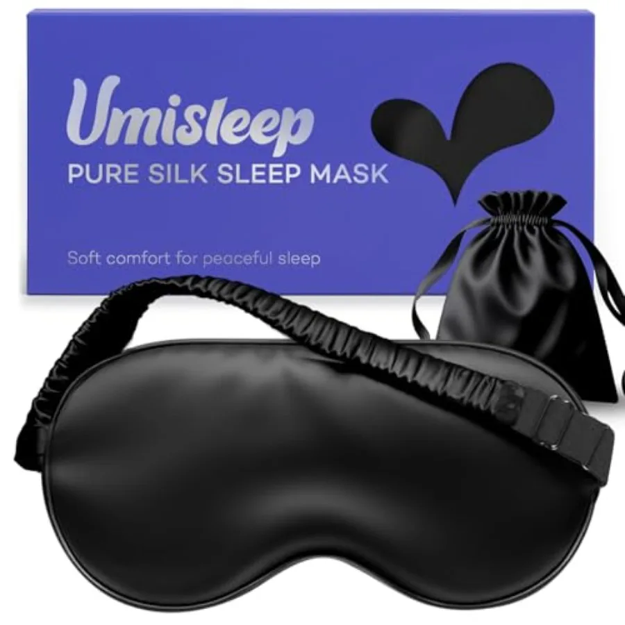 

Sleep Mask for 100% Pure Mulberry Silk, 22 Momme 6A Soft Eye Masks for Sleep, Adjustable Sleep Masks for Women Men, Light Block