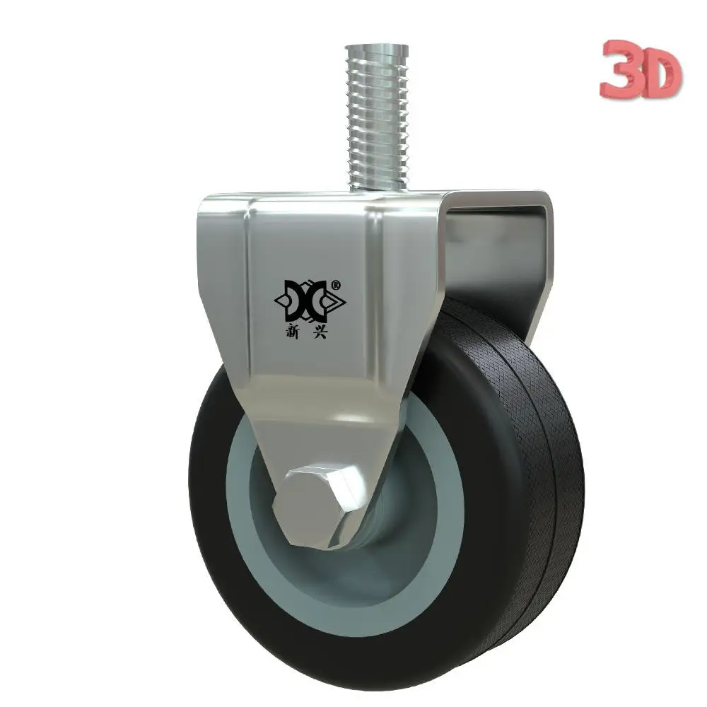

4Pcs 2" Threaded Stem PVC Gray-Core Fixed Casters - Non-Marking Quiet Wheels for Carts & Utility Trolleys