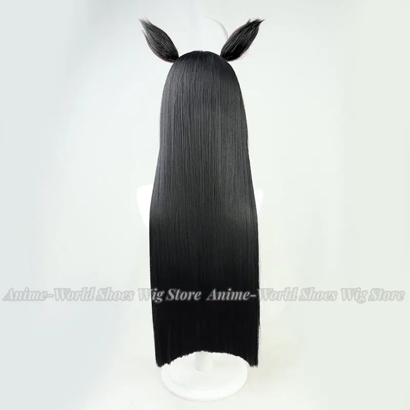 Umamusume: bonito derby manhattan café cosplay peruca prop orelhas headwear preto longo cabelo reto feminino meninas novo ídolo role play