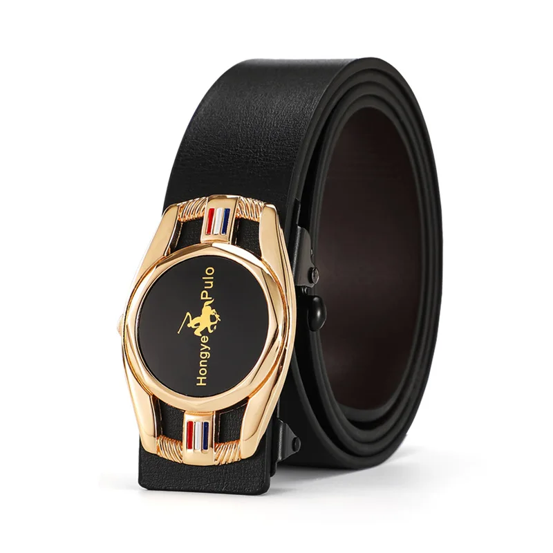 メンズビジネスベルト合金自動バックルベルト高級カジュアルベルト高品質PUレザー