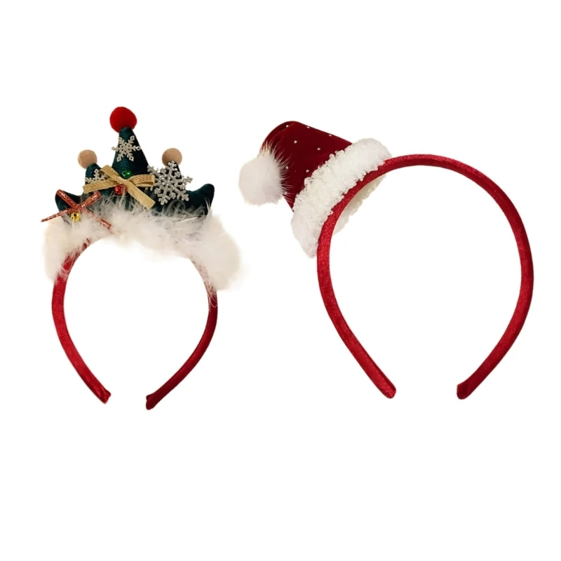 Christmas Hair Hoop Santa Hat Karaoke Party Costume Christmas Santa Hat Headband K3KF