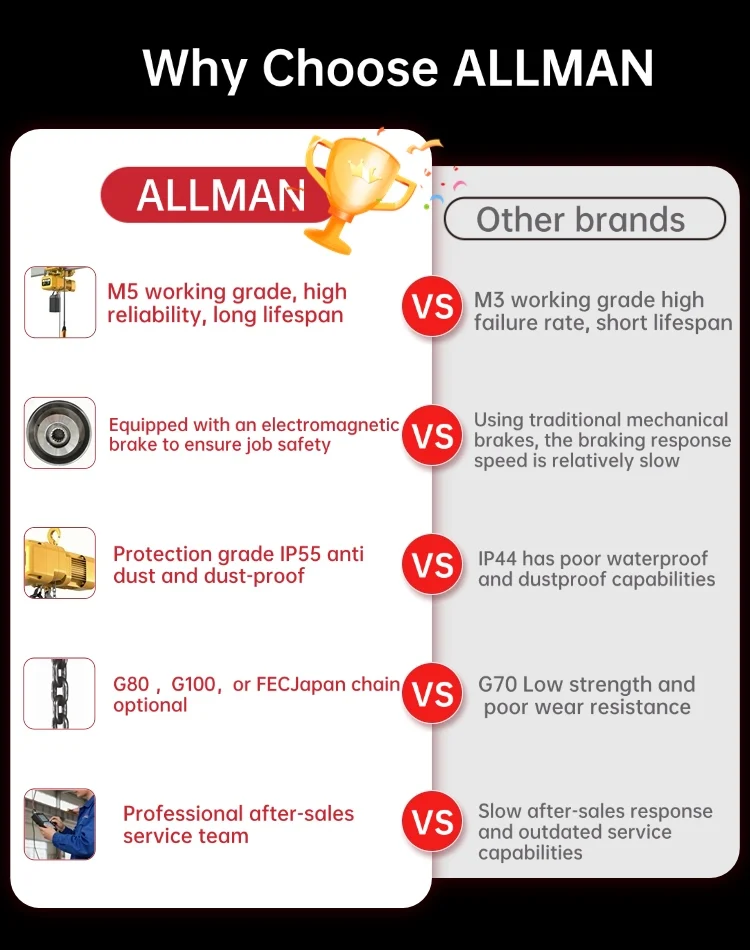 Paranco elettrico M5 da 1 tonnellata 2 tonnellate 3 tonnellate 5 tonnellate Paranco elettrico industriale all'ingrosso Gru a catena ER2 380v 220v Gru a carico pesante