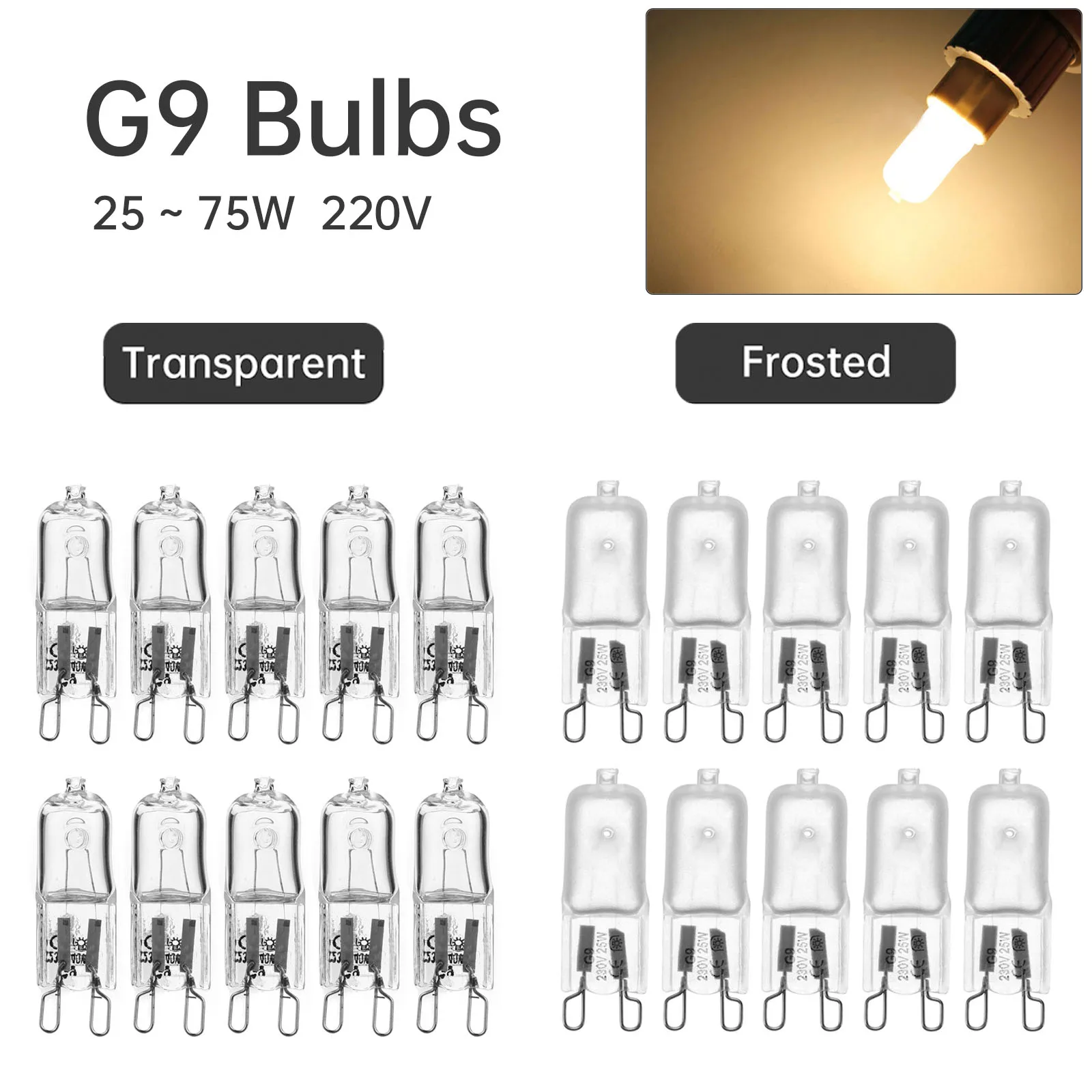 10Pcs G9 Bulbs 25/4…
