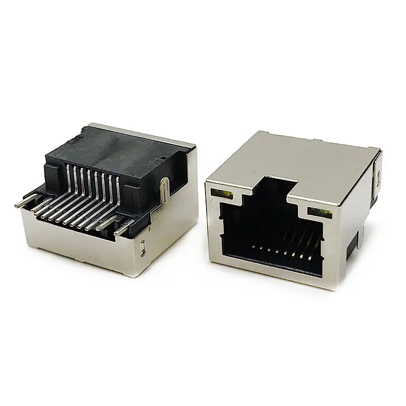 RJ45 network socket, countersunk SMT surface mount 8P8C, crystal head female socket with lamp, sunken H=4.2mm