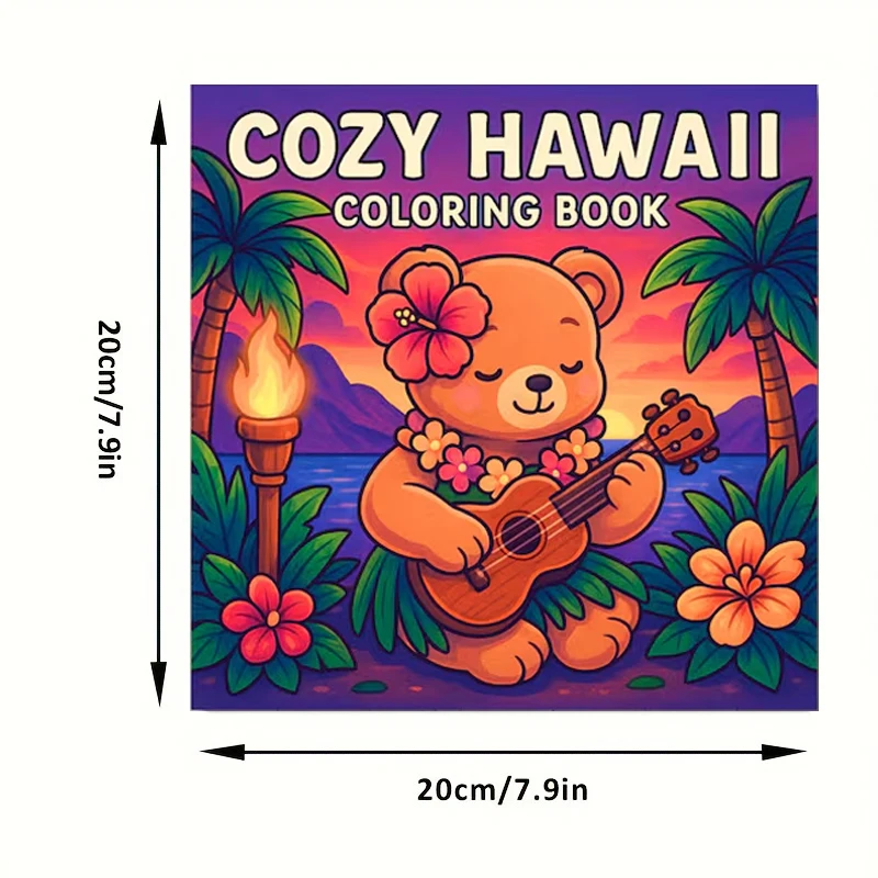 28 Halaman Buku Mewarnai Cutie Hawaii, Buku Melukis untuk Hadiah Hari Valentine, Hadiah Pesta Ulang Tahun, Perlengkapan Menggambar, Natal