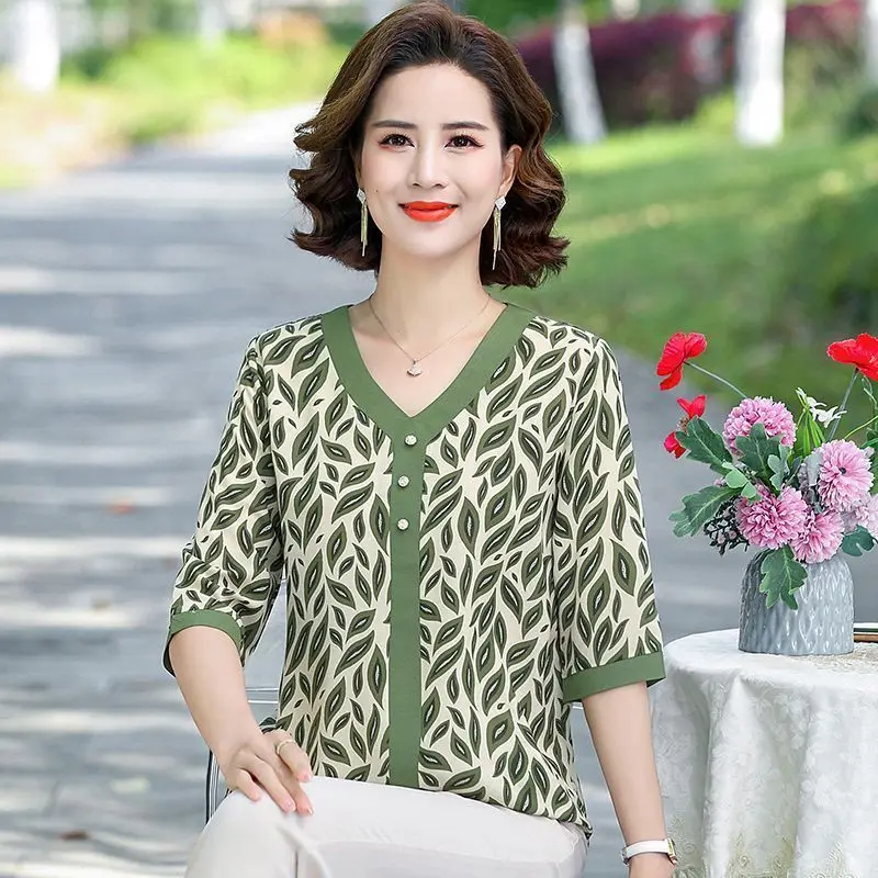 ママスーツ おしゃれ Tシャツ トップス 高級中高年 レディース 花柄 シフォンシャツ 2点セット