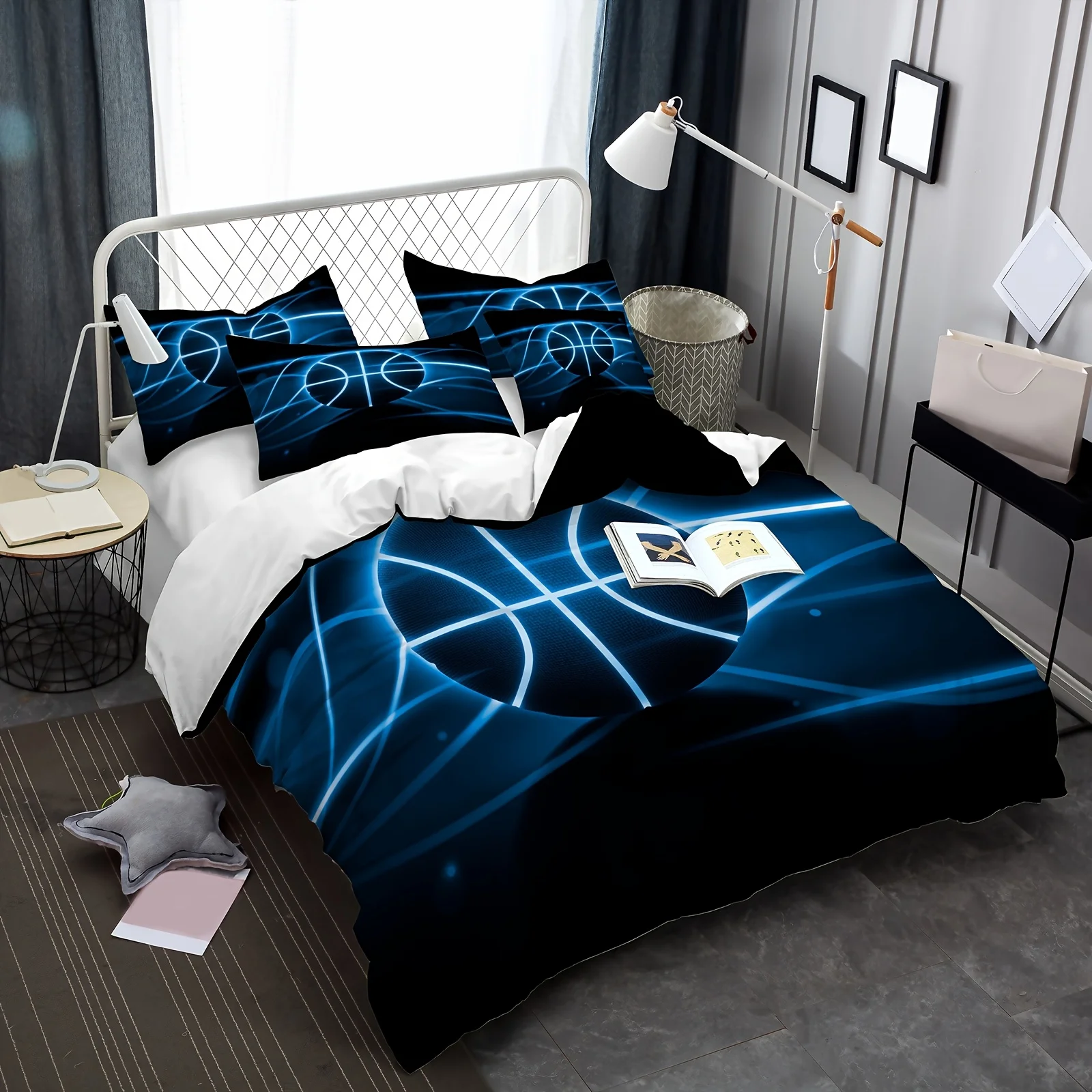 

2/3pcs Bedding Set, Basketball Print, Suitable for Boys and Girls' Bedrooms, Machine Washable Basketball Sport Fan Gift