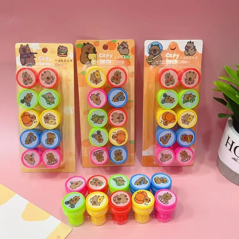 10Pcs/Box Capybara Children Toy Rubber Stamps Cartoon Kid Seal DIY Scrapbook Photo Album Decor Stamper children's day gift