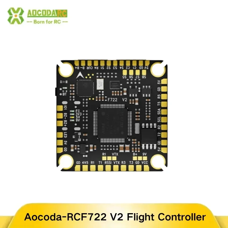

Контроллер полета Aocoda-RC F722 V2 для гоночного дрона FPV с гироскопическим барометром ICM42688, черная коробка OSD, совместимая с RCQuadcopter