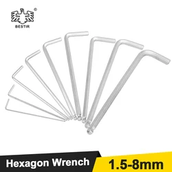 BESTIR 4-10pcs Long Hex Key Set 1.5-8mm Long Allen Key Chrome Vanadium Double Ended Ball Head L Shape Hexagon Wrench Hand Tools