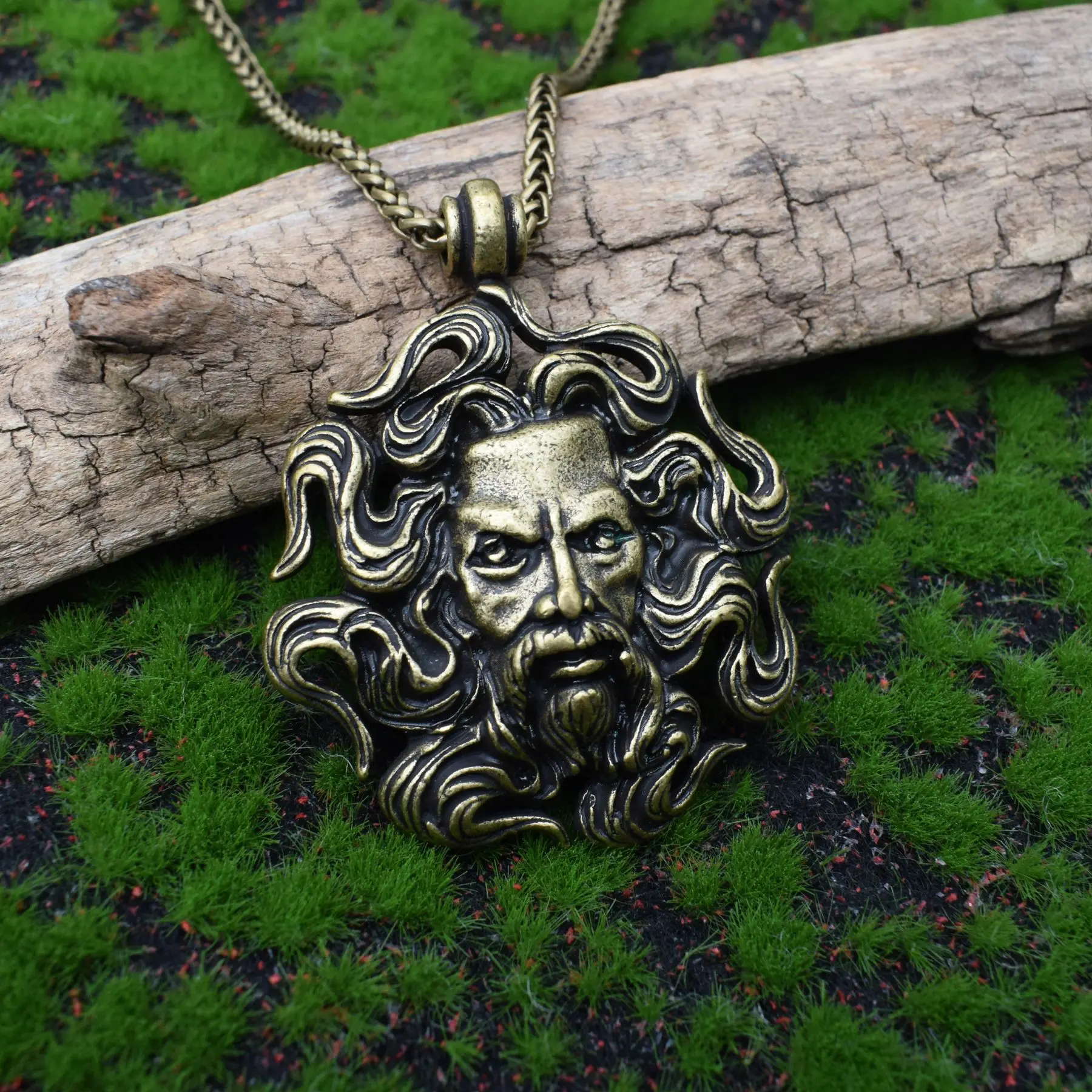 قلادة تميمة أبولو إله الشمس العتيقة للرجال والنساء ، قلادات أسطورية ، مجوهرات حرب سلافية ثقيلة كبيرة