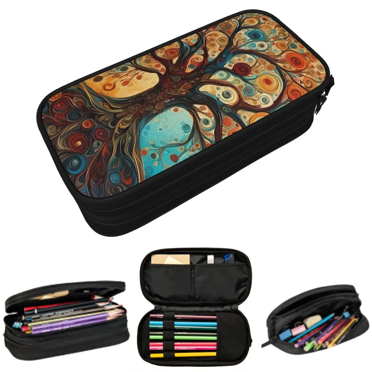 Vibrant Multicolor Tree Of Life Pencil Case for Boy Girl Gifts Pen Box Pencil Bag Stationery Supplies Pen Holder Bag