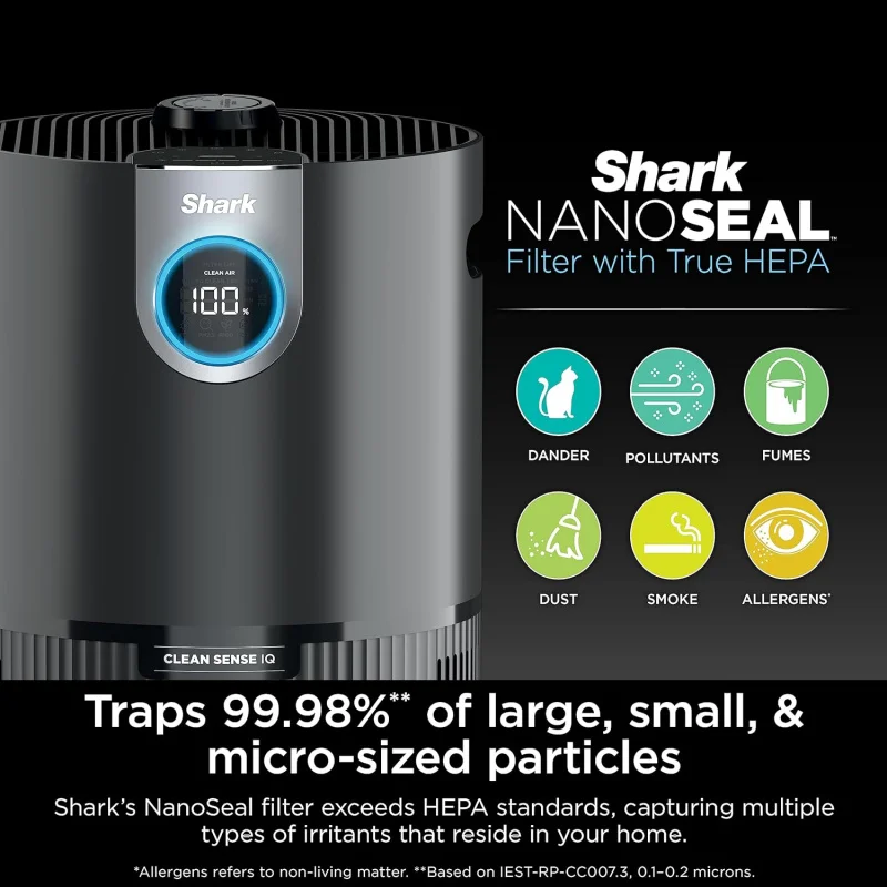 Shark HP232 Clean Sense Air Purifier MAX with Odor Neutralizer Technology,HEPA Filter,1200 Sq Ft,Captures 99.98% of Particles