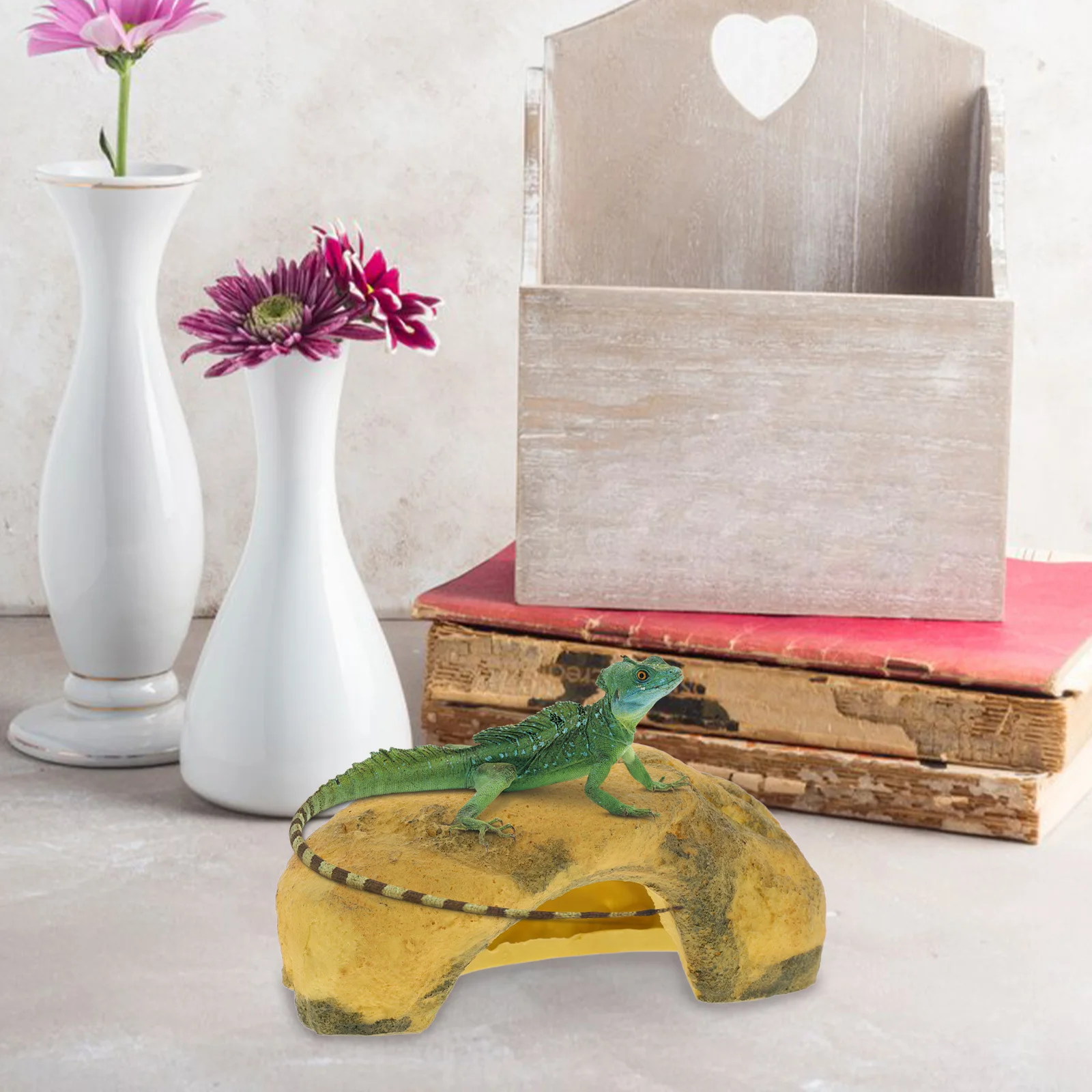 

Turtle Reptile Cave Resin Hideout Basking Platform Creative Hiding Place Aquarium Decorations Sturdy Shelter Bearded Dragon Cave