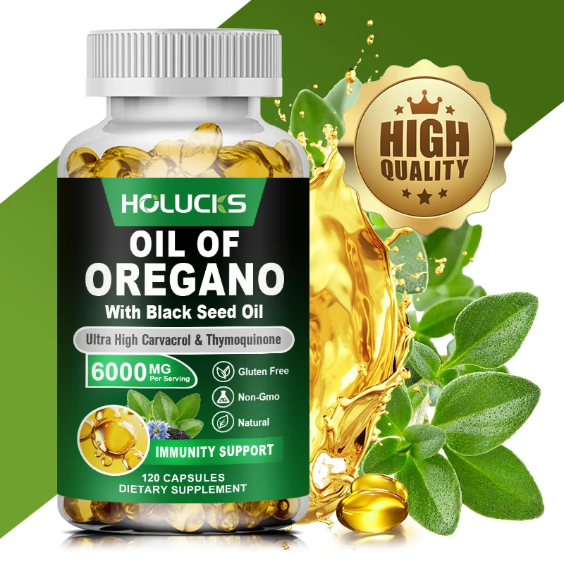 Oregano Oil Softgels, Promote Digestion, Gut Health, Immune & Energy Support, Anti-oxidation, Organic Foods Supplement, Non-GMO