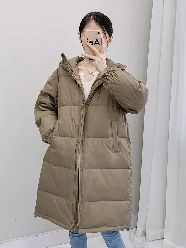 

Fashion Winter Down Jackets Women's Clothing 2023 New Loose White Duck Down Thickened Long Parkas Winter Coats fp313