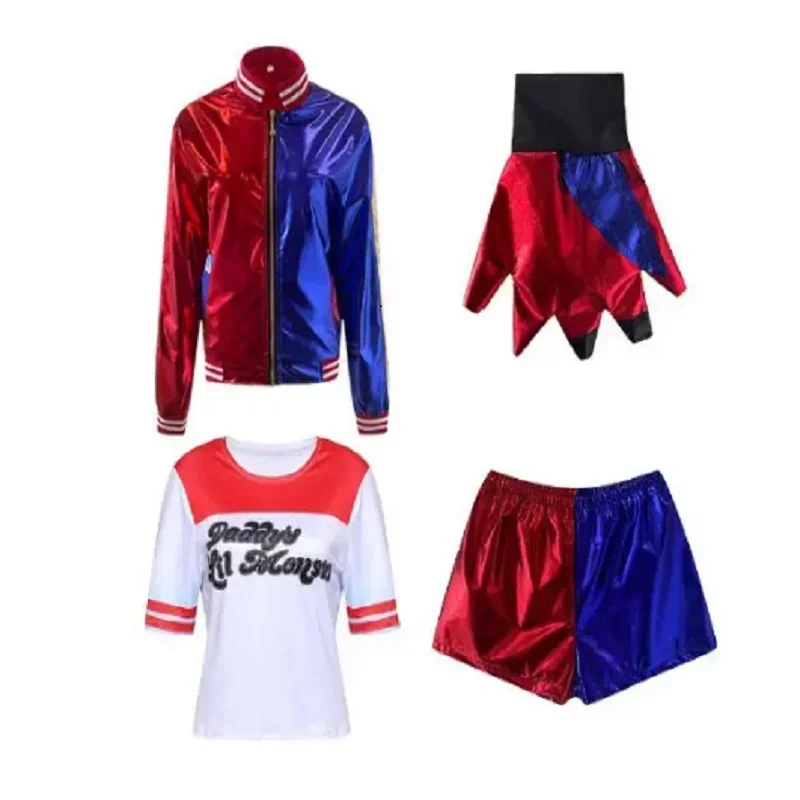 

CosplayHalloween Volwassen Cosplay Kostuum Squad Harley Monster T-Shirt Jasje Broek Accessoires Volledige Set
