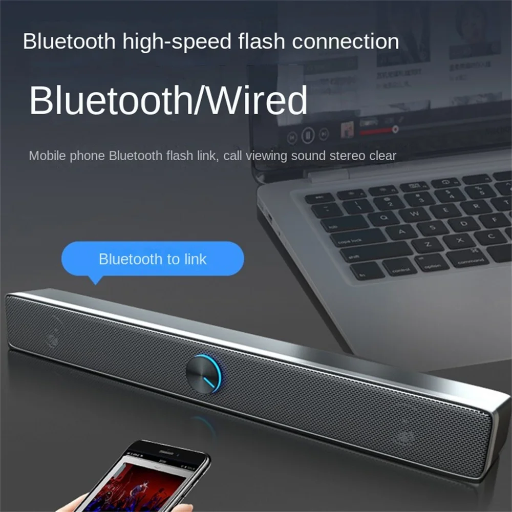 

Bluetooth Speaker With Long Mirror Design Heavy Subwoofer For TV Mobile Phone And Computer Stereo At Home Desktop Soundbar