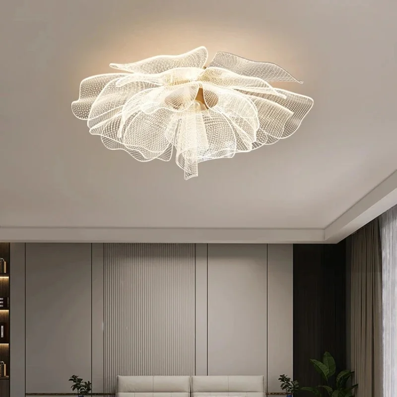 

Simple Luxurious LED Ceiling Light Flower Design Acrylic Lamp Study Bedroom Entrance Hallway Light Interior Gold Luxury Lighting