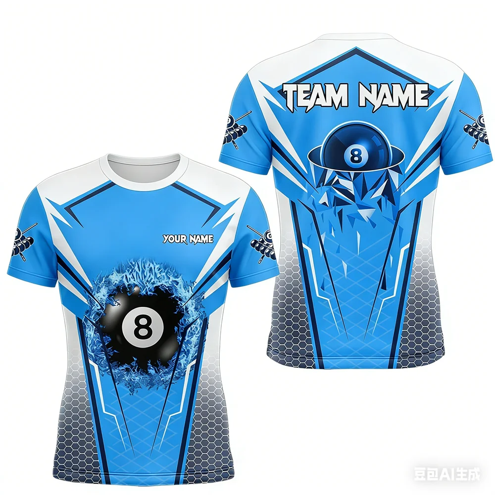 Fashion Billiards Sports Men's T Shirt 3D Printed Customize Name Short Sleeve T-shirts Summer Personalization Club Team Clothing