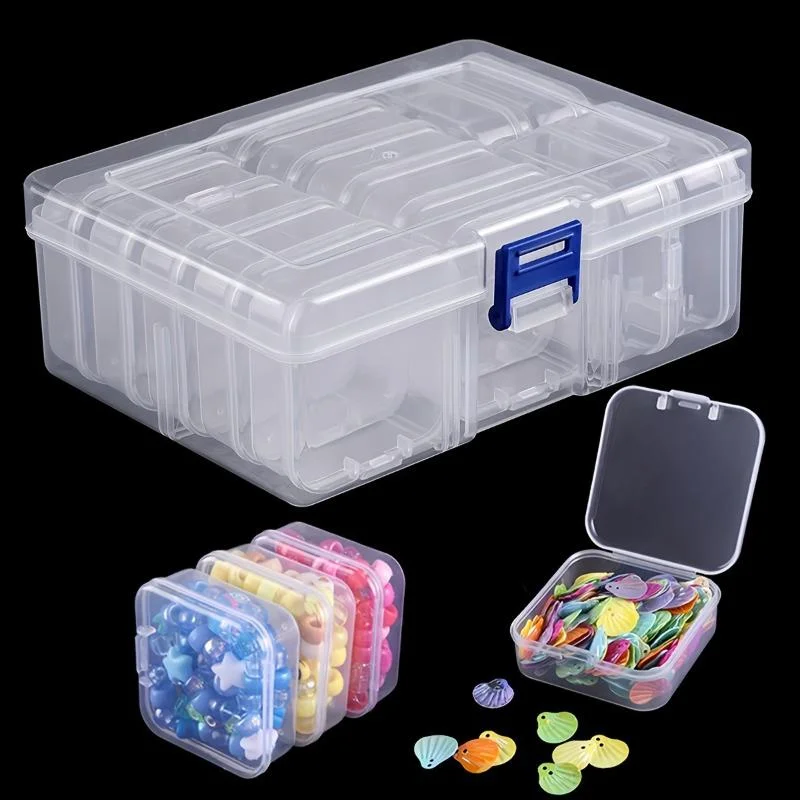 1 Set Stackable Organizer Container 12/14/15/30 Grid Transparent Plastic Storage Box For Beads Jewelry And CraftsSMQ