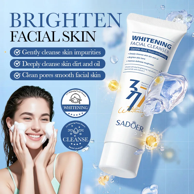 SADOER 377 Whitening Facial Cleanser Face Wash Foam Facial Cleanser Deep Clean Moisturizing Smooth Brighten Facial Skin Care