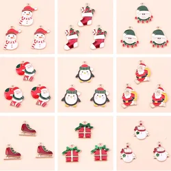 10pcs/lot Mix Enamel Christmas Santa Claus Snowman Boots Charms Pendants for Jewelry Making Earrings Necklaces DIY Crafts Supply