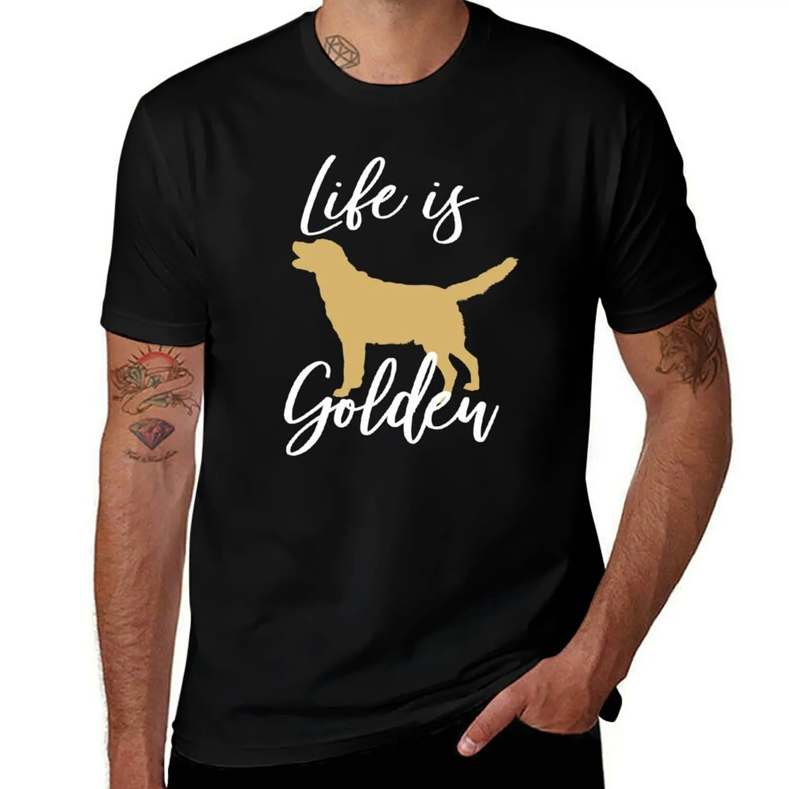 

Life is Golden Retriever Dog Fan Owner Gift Cute T-Shirt t shirt for man 100 percent cotton t shirts designer T-Shirt