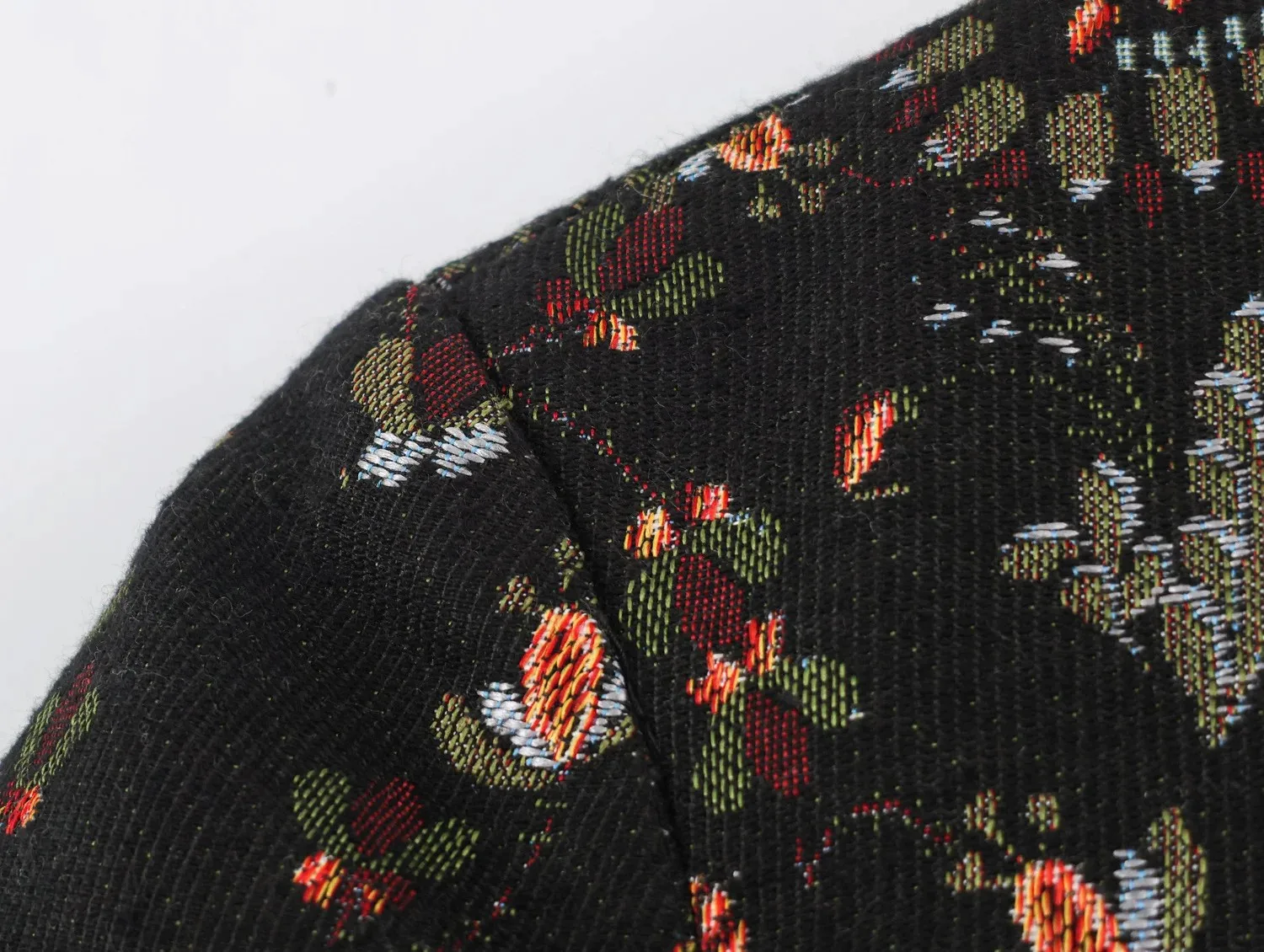 Damen Freizeitjacke mit Blumenmuster, figurbetont, Stehkragen, lange Ärmel, Knopfleiste, Peplum-Ärmel, Damenmode, Herbst, Party-Mantel – Detail 8