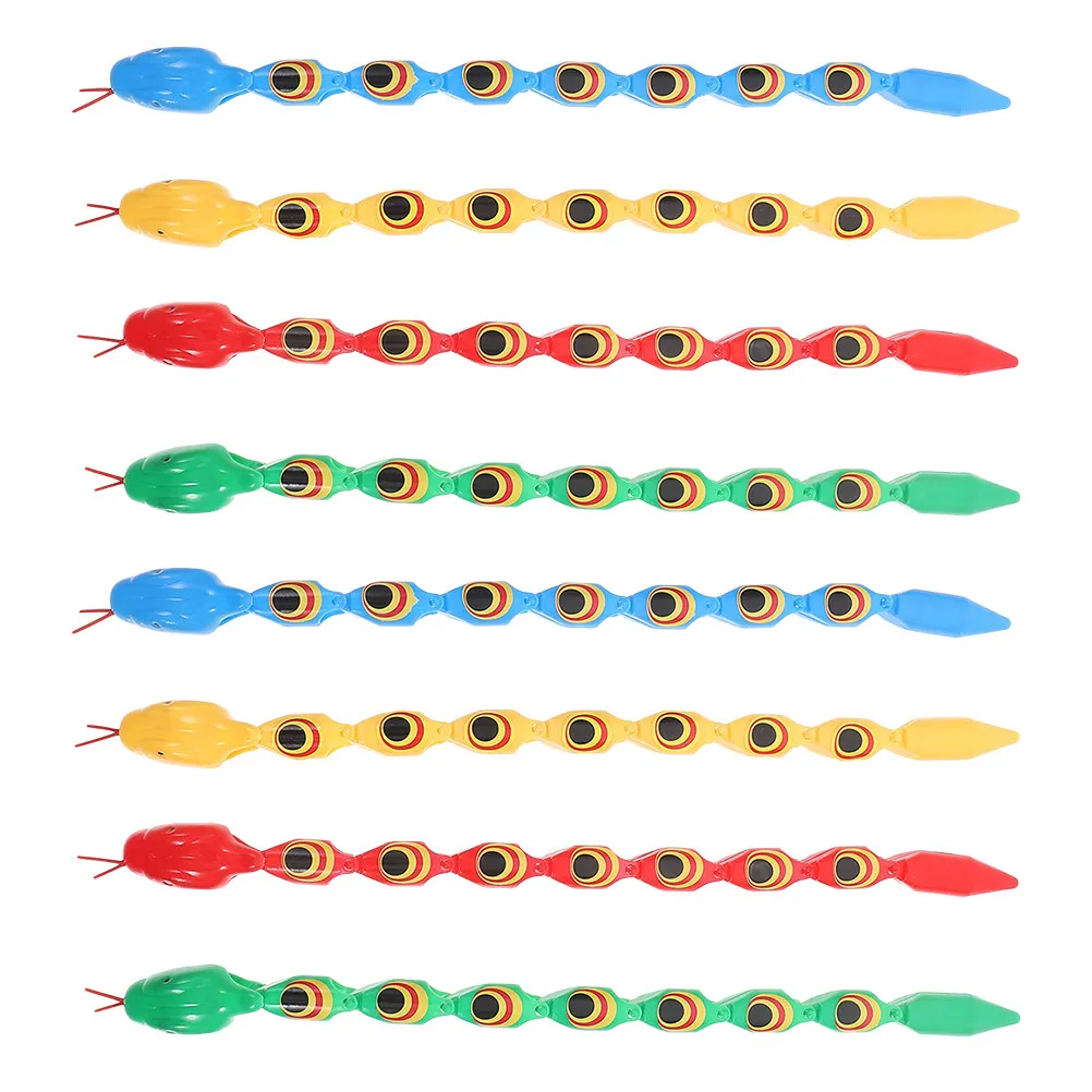 

8Pcs Wiggly Jointed Snake Plastic Figures Educational Learning Carnival Prize Prank Fun Realistic Reptile Party Favor