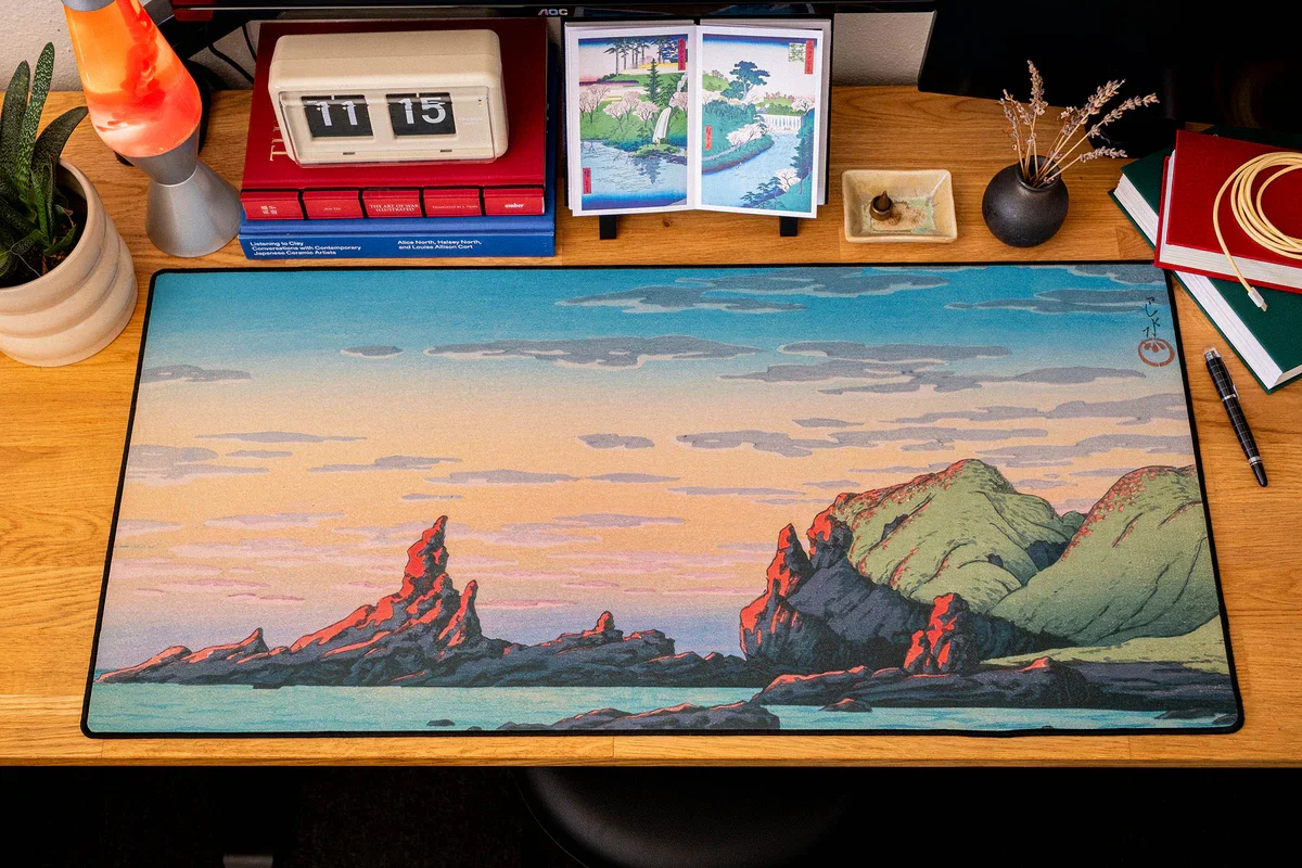 

Japanese Ukiyo-e Landscape Desk Pad Extra Large Soft Rubber Mouse Pad Traditional Art Gaming Keyboard Mat Multi-Size Desk Mat