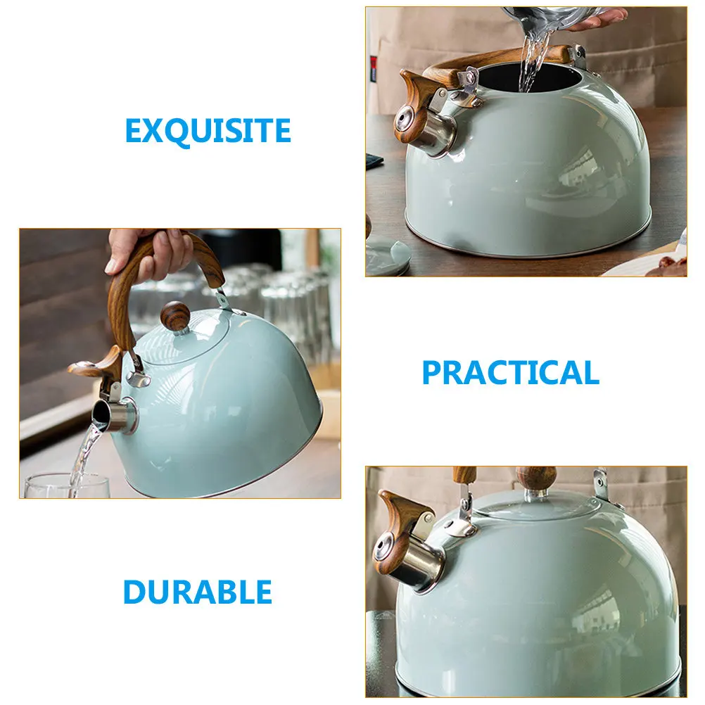 

Hot Water Whistling Kettle Boiling Pot Handle Kettle for Restaurant Home Tea Coffee Efficient Brewing Stainless Steel