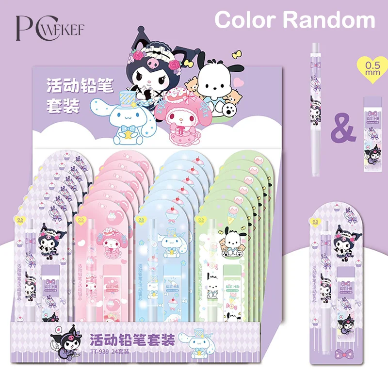 1Set Kawaii Sanrio Pencil Set Mechanical Pencil Cartoon Automatic Pencils with HB Refill School Supplies for Kids Student