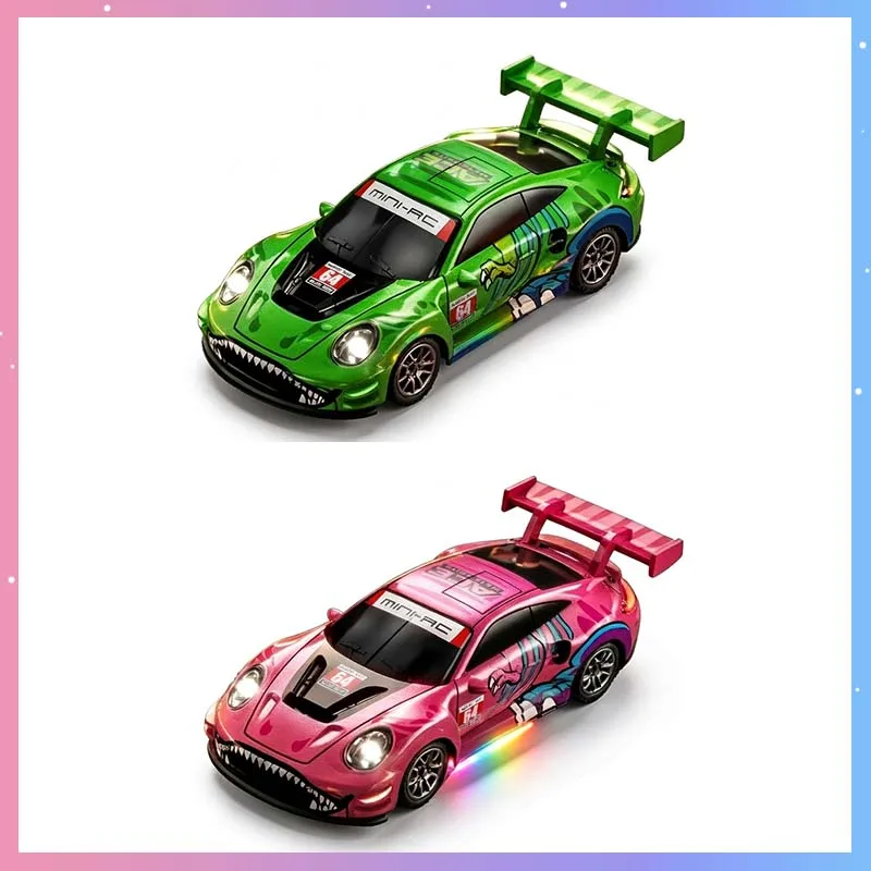 RC Car SCY64001 1:64 4WD High-Speed Drift Alloy Remote Control Dinosaur Car With Light Mini Desktop Racing Model Vehicle Toy