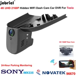 Jabriel 4K 2160P Wifi Car Dvr Dash Cam Front and Rear Camera 24H Video Recorder Registrator for Tesla P85 P S X 2014 2015 2016