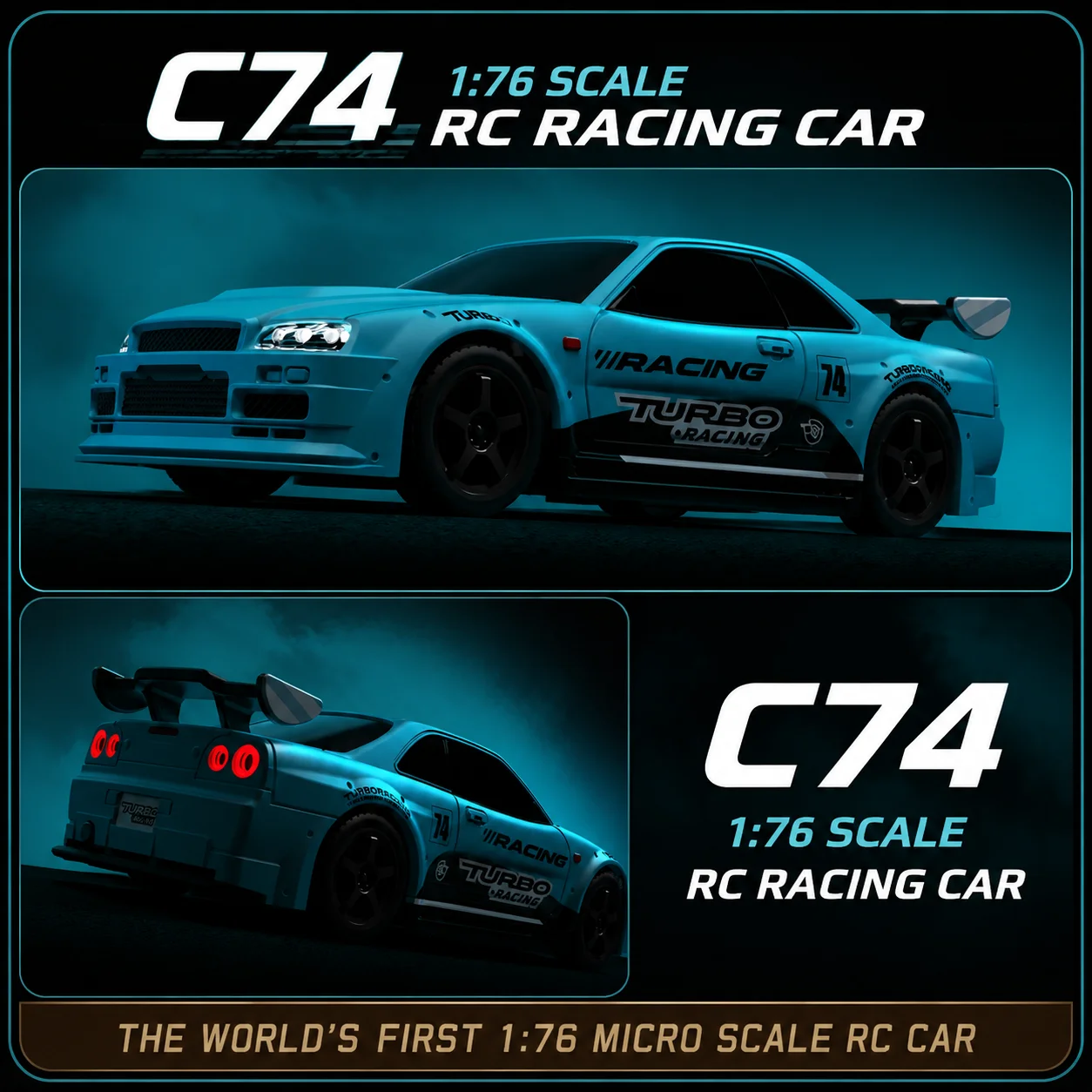 New Model 1:76 Turbo C74 Mini RC Flat Racing Car Millisecond Fast Response Portable Ed`ucational Kids Toy Model
