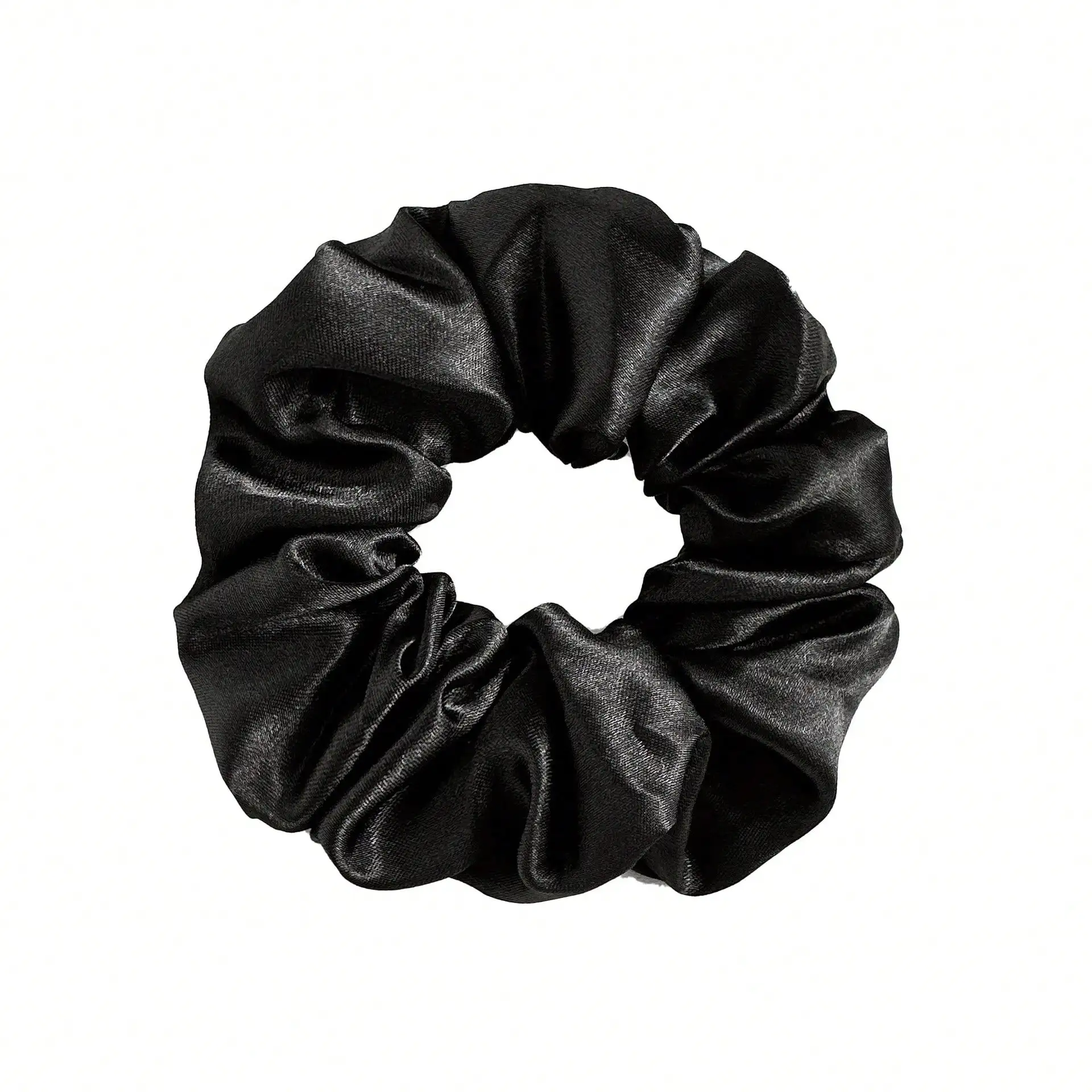 

1pc Elastic Silk Satin Scrunchies Elegant Solid Color Pleated Hair Ties Premium Soft Oversized Ponytail Holder Durable Rubber Band Anti Frizz Hair Scrunchy Smooth Headwear Aesthetic Hair Accessories Black